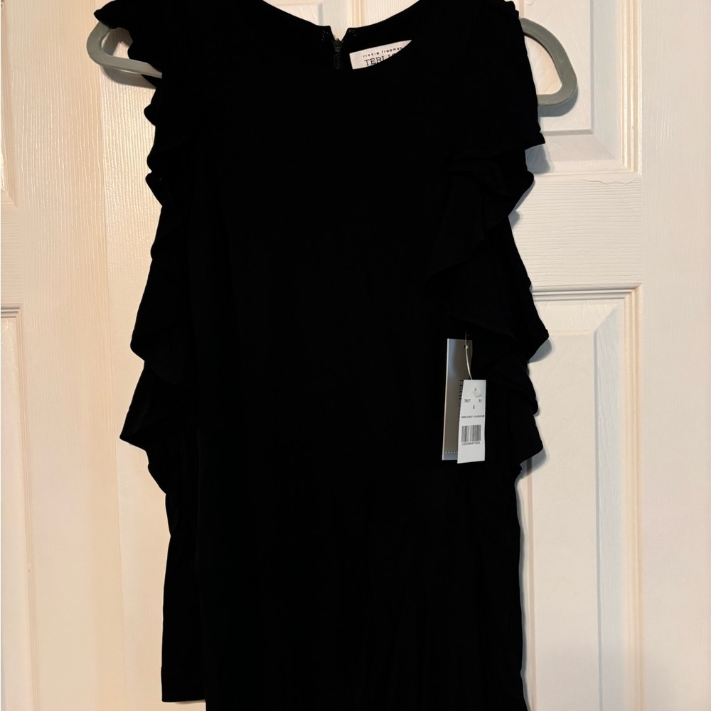 Teri Jon Black Maxi Dress with Elegant Silhouette